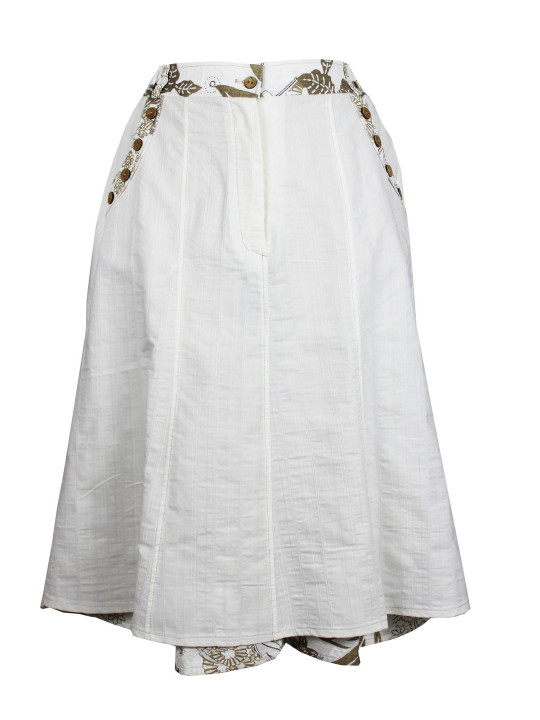 Jupe longue fleurie femme parme/blanc – Boutons, coton/polyester