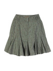 Jupe verte kaki plissée fleurie femme – coton, 3 boutons
