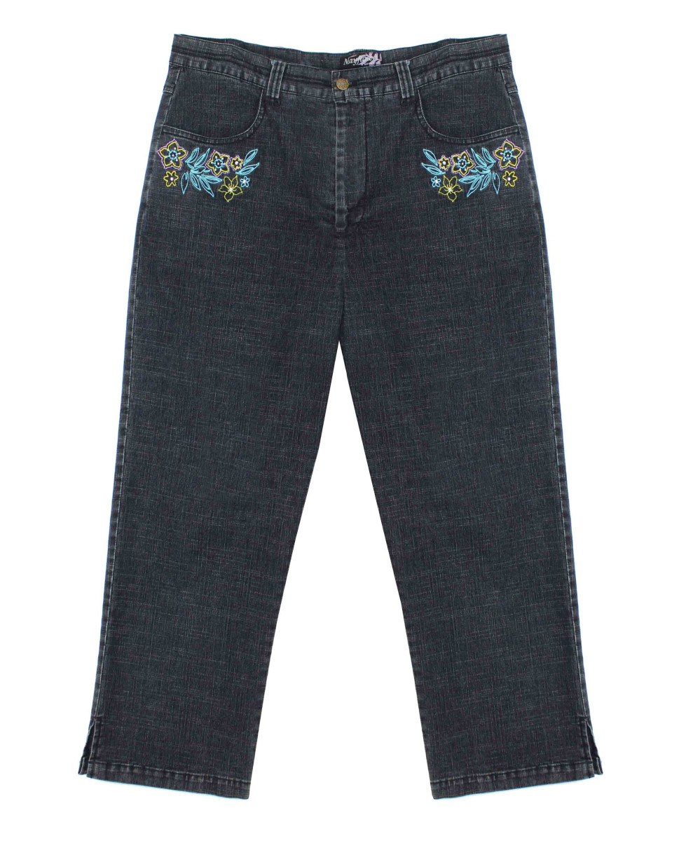 Pantacourt femme MAYFLOWER SE1103 bleu stone washed stretch