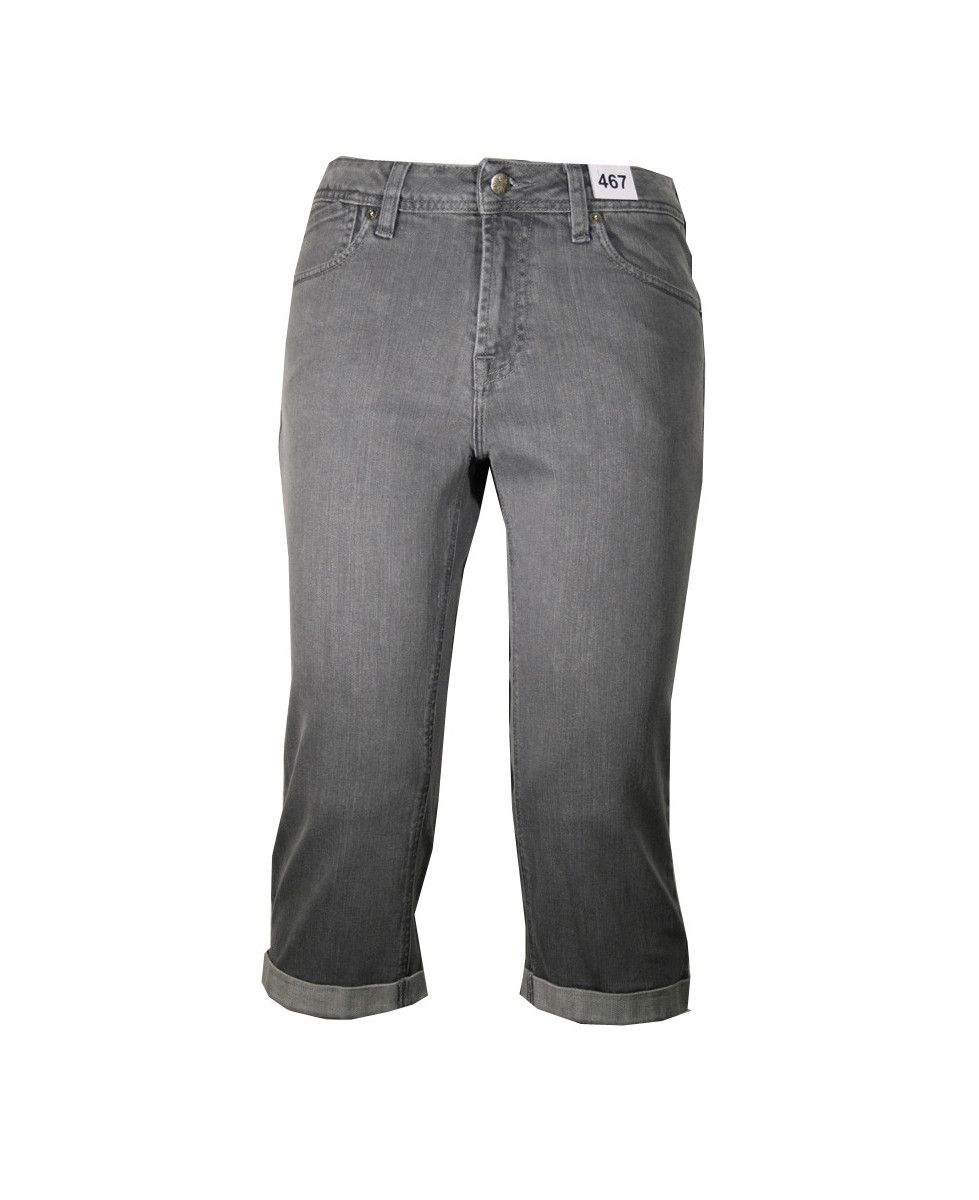 Pantacourt femme 5 poches MAYFLOWER gris double stone stretch