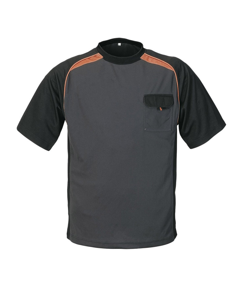 T-shirt homme col rond pratique gris/noir/orange – 3816GN