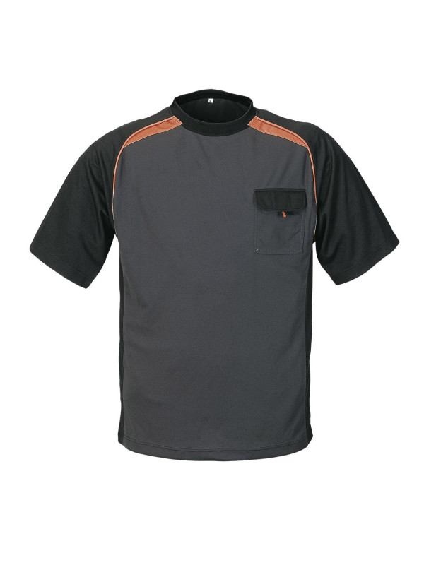 T-shirt homme col rond pratique gris/noir/orange – 3816GN