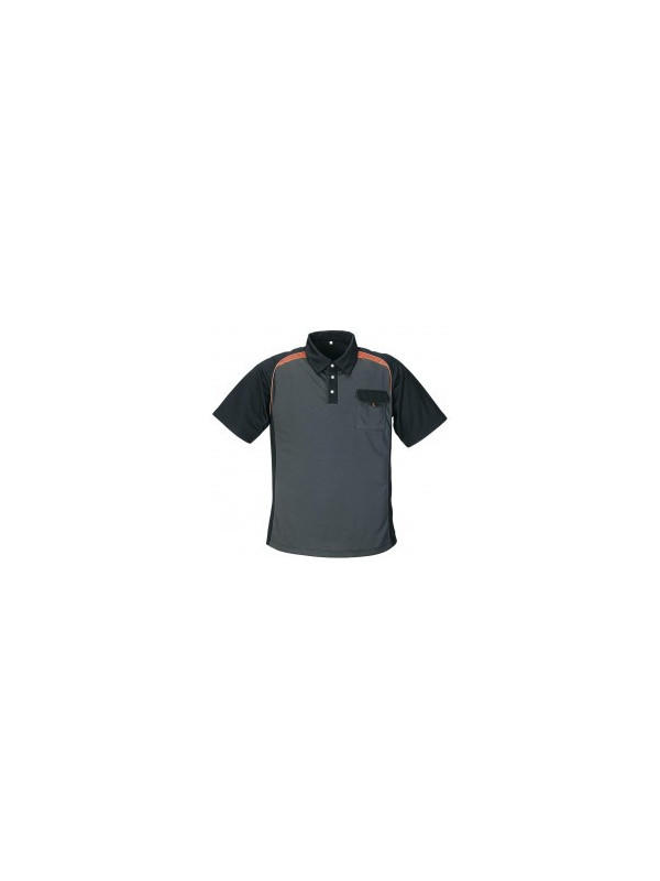 Polo homme col chemise gris/noir/orange – 3817GN