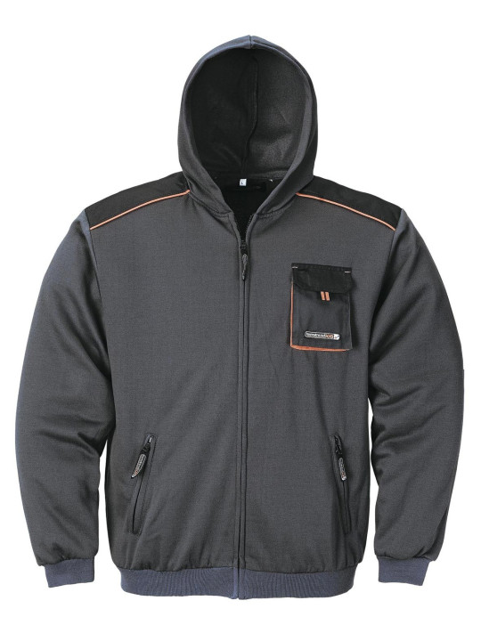 Veste homme à capuche pratique gris/noir/orange – 3814GN