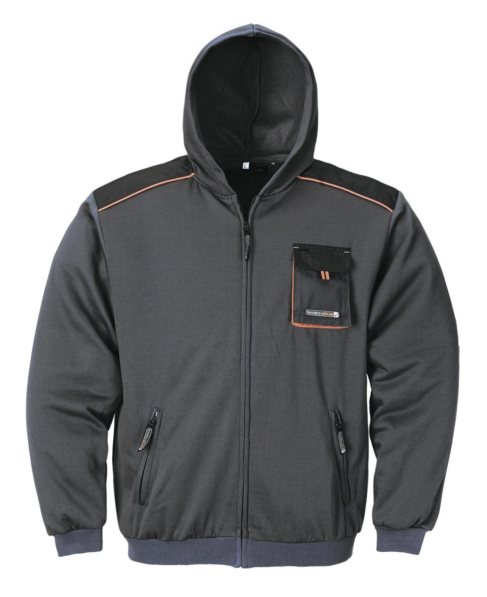 Veste homme à capuche pratique gris/noir/orange – 3814GN