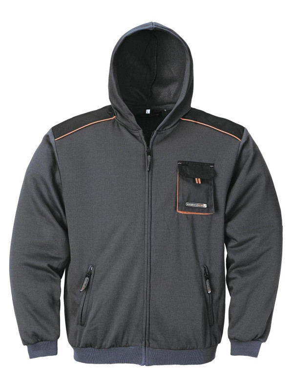 Veste homme à capuche pratique gris/noir/orange – 3814GN