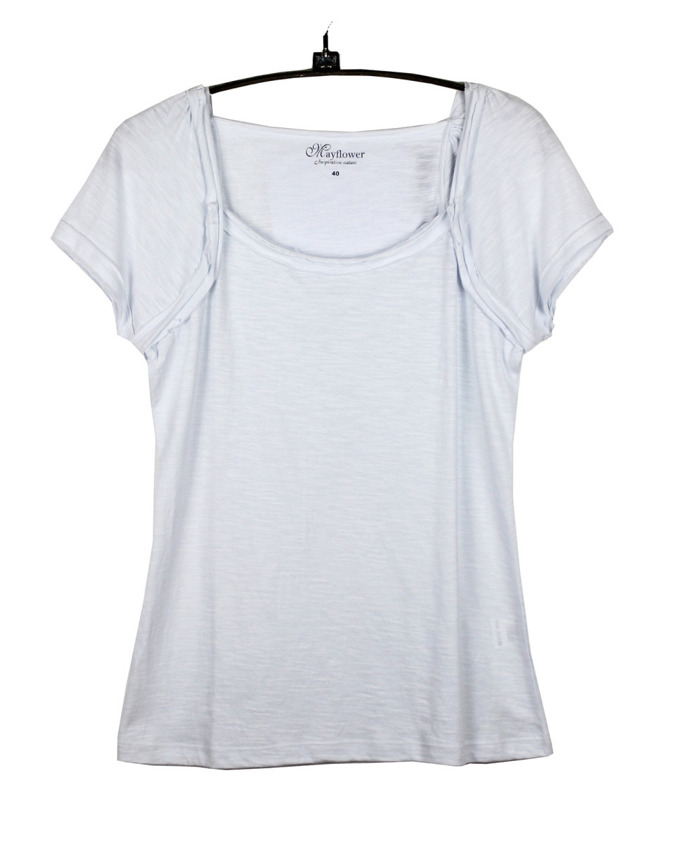 T-shirt uni blanc femme VF023L coton doux basique