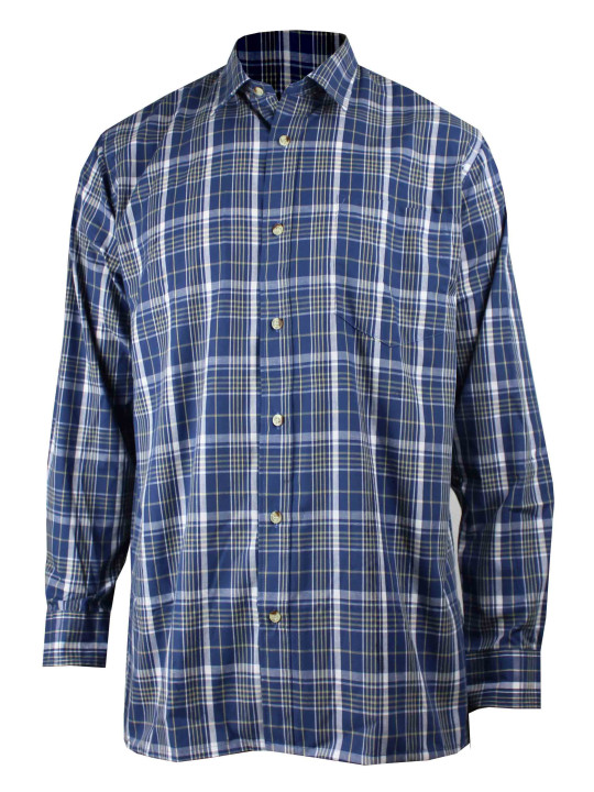 Chemise homme bleue manches longues pratique – M031