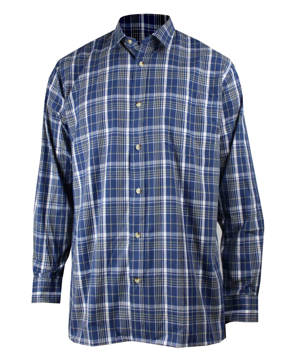 Chemise homme bleue manches longues pratique – M031