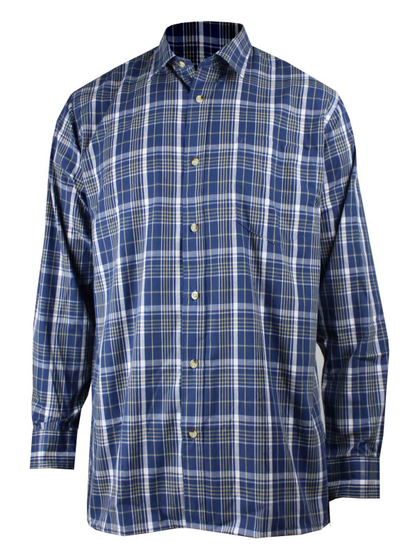 Chemise homme bleue manches longues pratique – M031