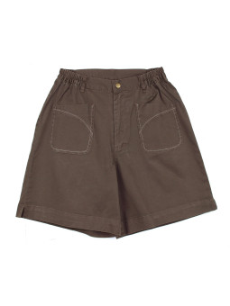 Short femme MEKNES marron – Taille à resserrer, coton stretch