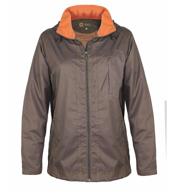 Coupe-vent rando femme castor/orange – Léger, capuche, confort