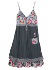 Robe dentelle femme – fines bretelles, boutons, gris/corail