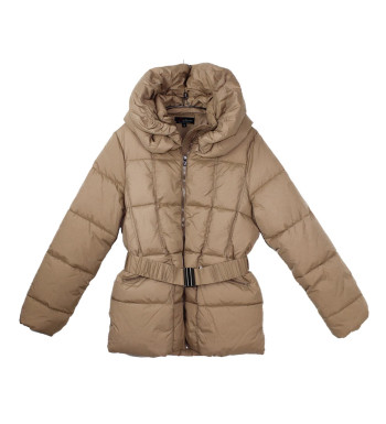 Blouson femme beige – Ceinture à la taille, capuche tendance