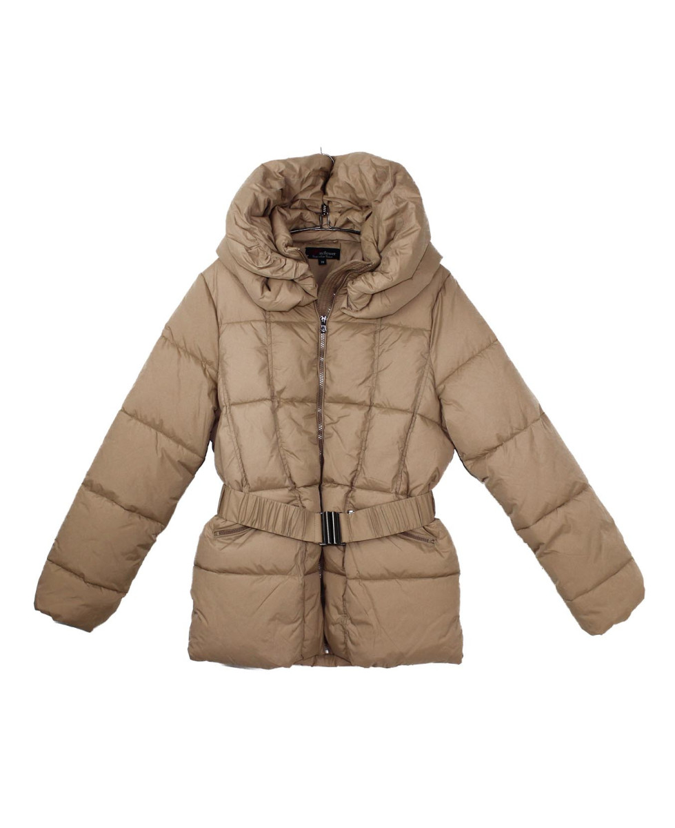 Blouson femme beige – Ceinture à la taille, capuche tendance