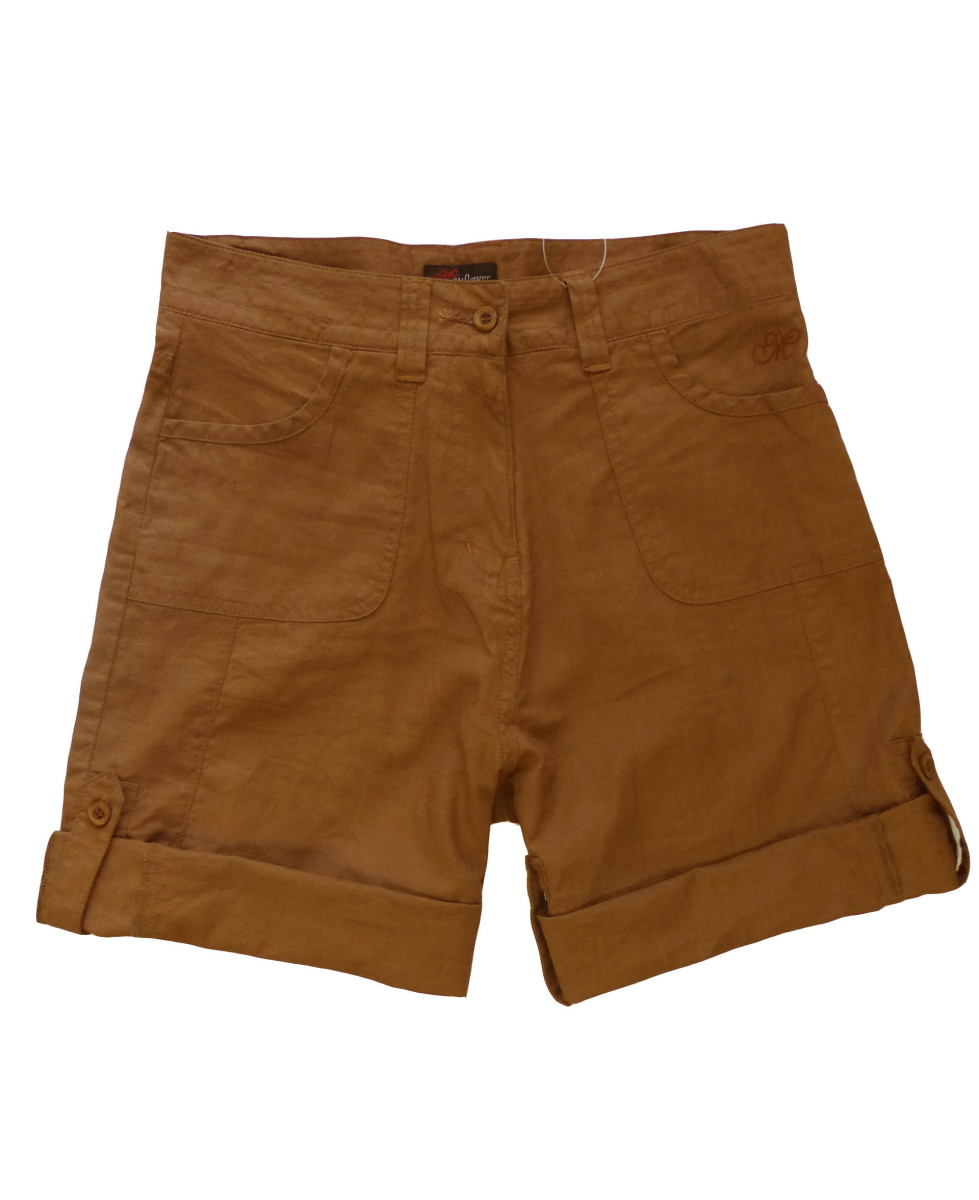Short lin camel femme BOCCAC – Poches, coupe réglable