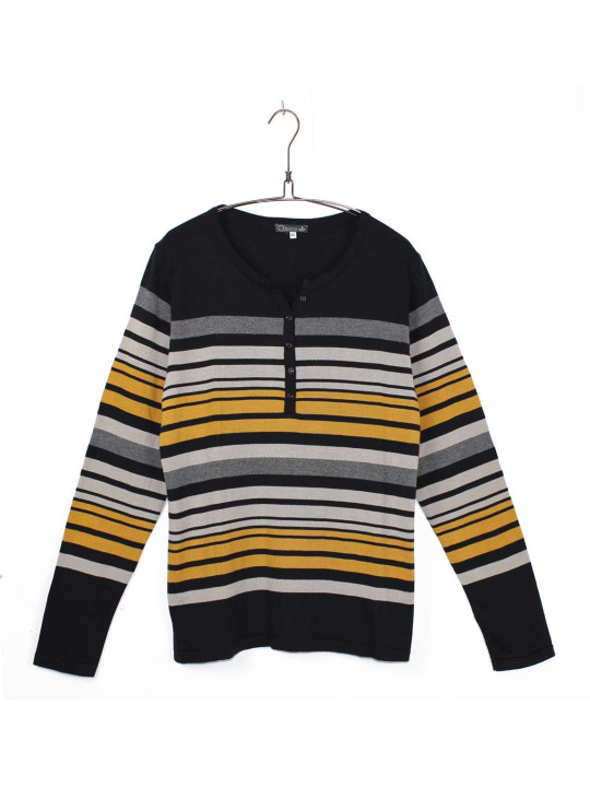 Pull rayé mastic/jaune femme CALCUL1M – Chic lumineux