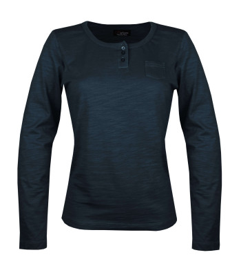 Tee-shirt noir CHINA1N col rond boutonné manches longues femme