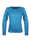 Tee-shirt bleu CHINA4B col rond boutonné manches longues femme