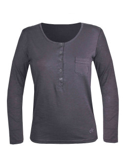 Tee-shirt gris ardoise CLOE2G col rond boutons pression femme