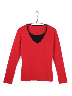Tee-shirt COCCOUN1R rouge noir double manche longue femme