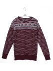 Pull fantaisie femme COLOMBE1B bordeaux/gris – Jacquard chic