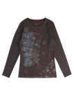 Tee-shirt taupe DISCO2T imprimé fantaisie coton femme