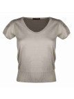 Pull léger femme MAYFLOWER KF325E beige écru manches courtes
