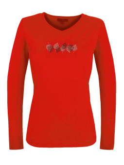Tee-shirt NERUDA1GT rouge col V sérigraphie coton femme