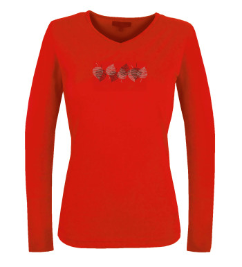 Tee-shirt NERUDA1GT rouge col V sérigraphie coton femme