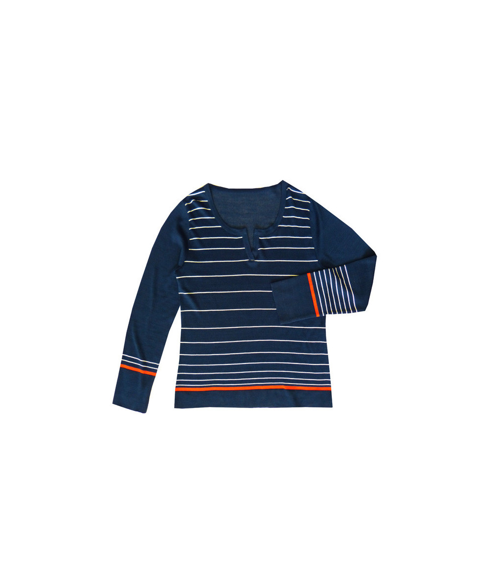 Pull rayé marine/blanc/rouge PRECIS1M femme – Style marin chic