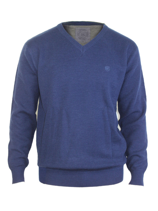 Pull col V homme CHALLENGER PUL2004D – Bleu marine élégant