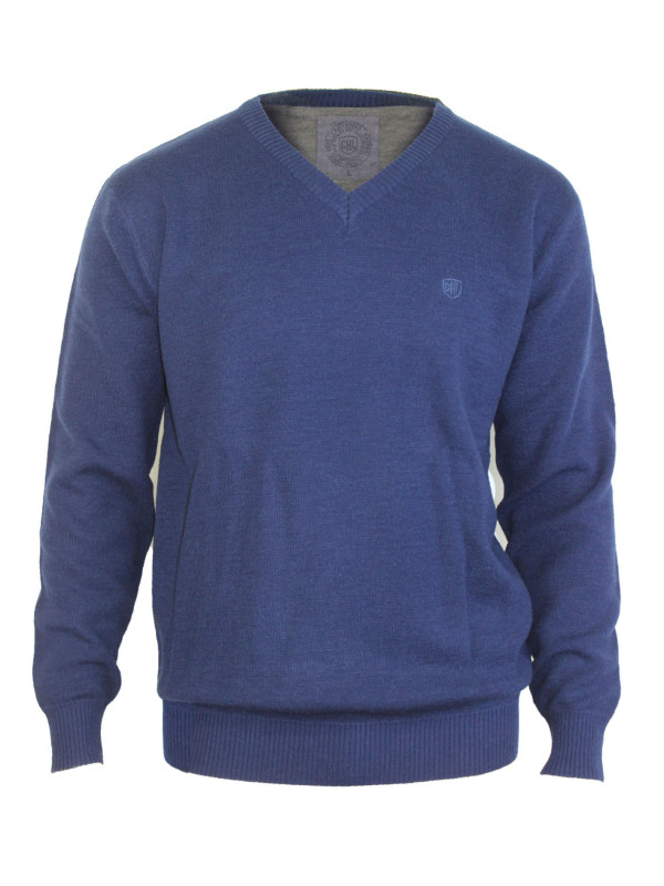 Pull col V homme CHALLENGER PUL2004D – Bleu marine élégant