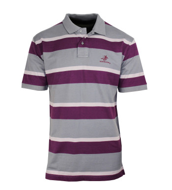 Polo homme gris coton rayé chic confort – ROBIN1G