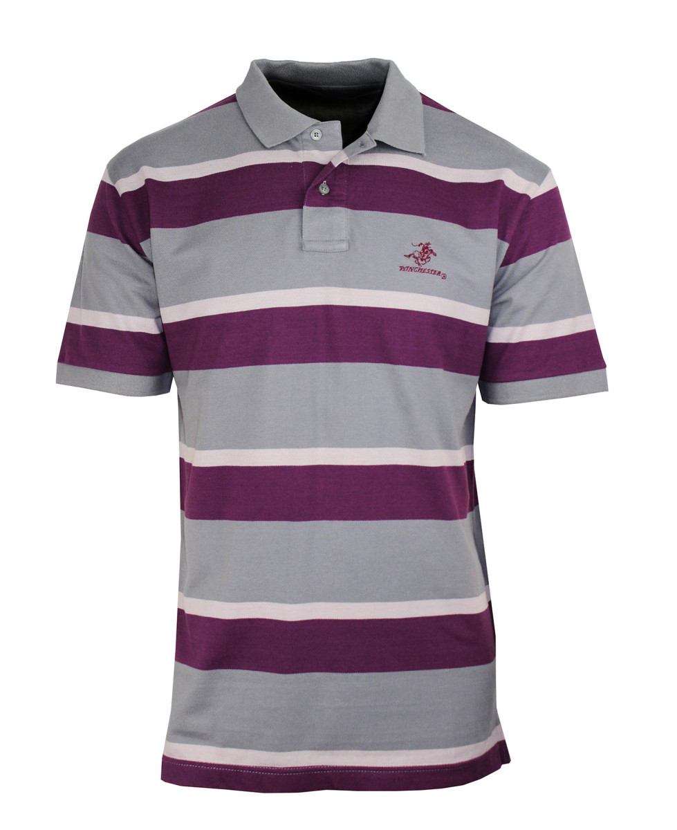 Polo homme gris coton rayé chic confort – ROBIN1G