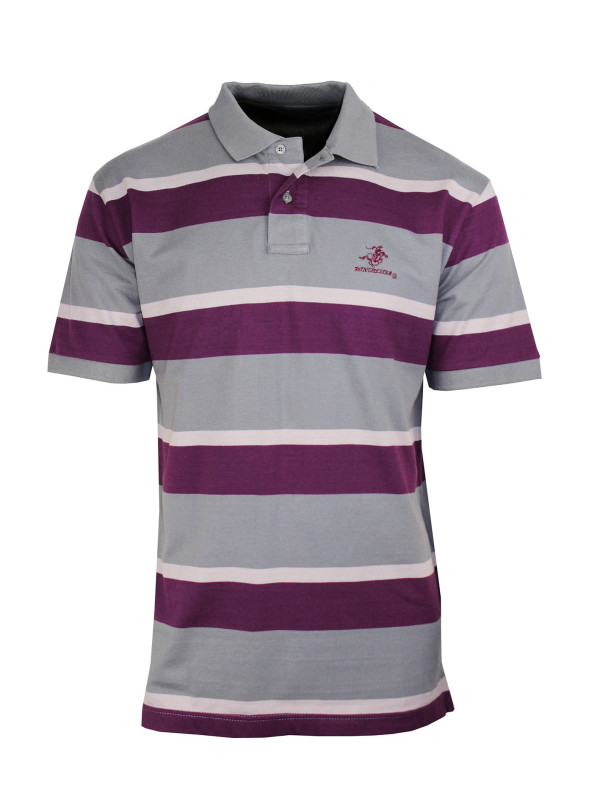 Polo homme gris coton rayé chic confort – ROBIN1G