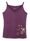 Débardeur violet femme col V fantaisie en polyester Lycra