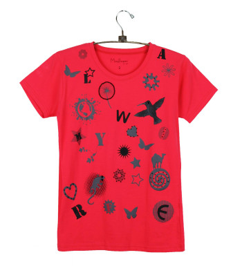 Tee-shirt corail SE1152C motif fantaisie coton femme