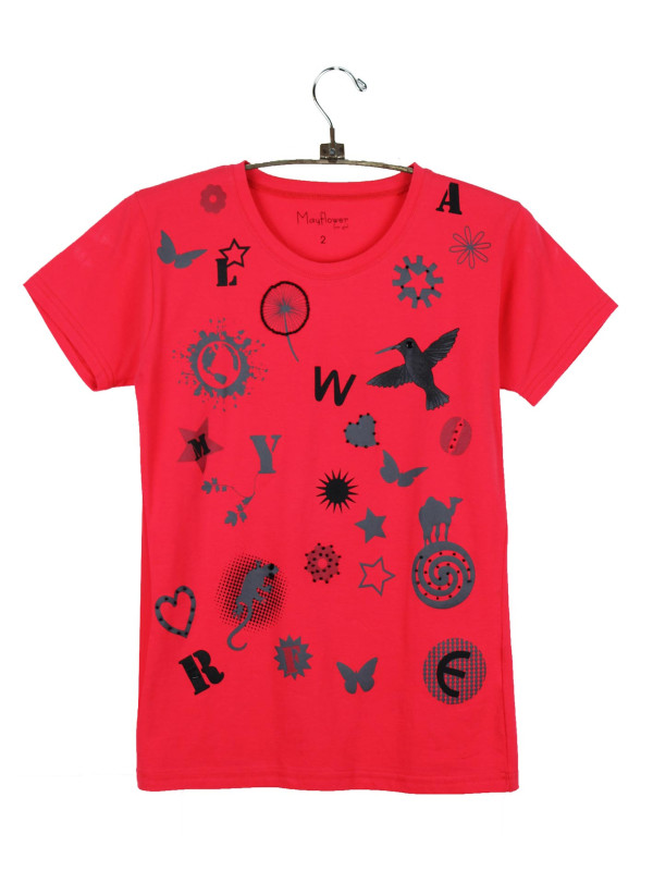 Tee-shirt corail SE1152C motif fantaisie coton femme