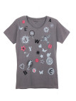 Tee-shirt gris SE1152G motif fantaisie coton femme
