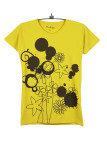 Tee-shirt jaune SE1153J motif fantaisie coton femme