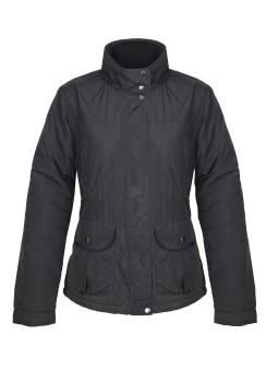 Veste matelassée noire femme – Nylon, poches à rabat, chic