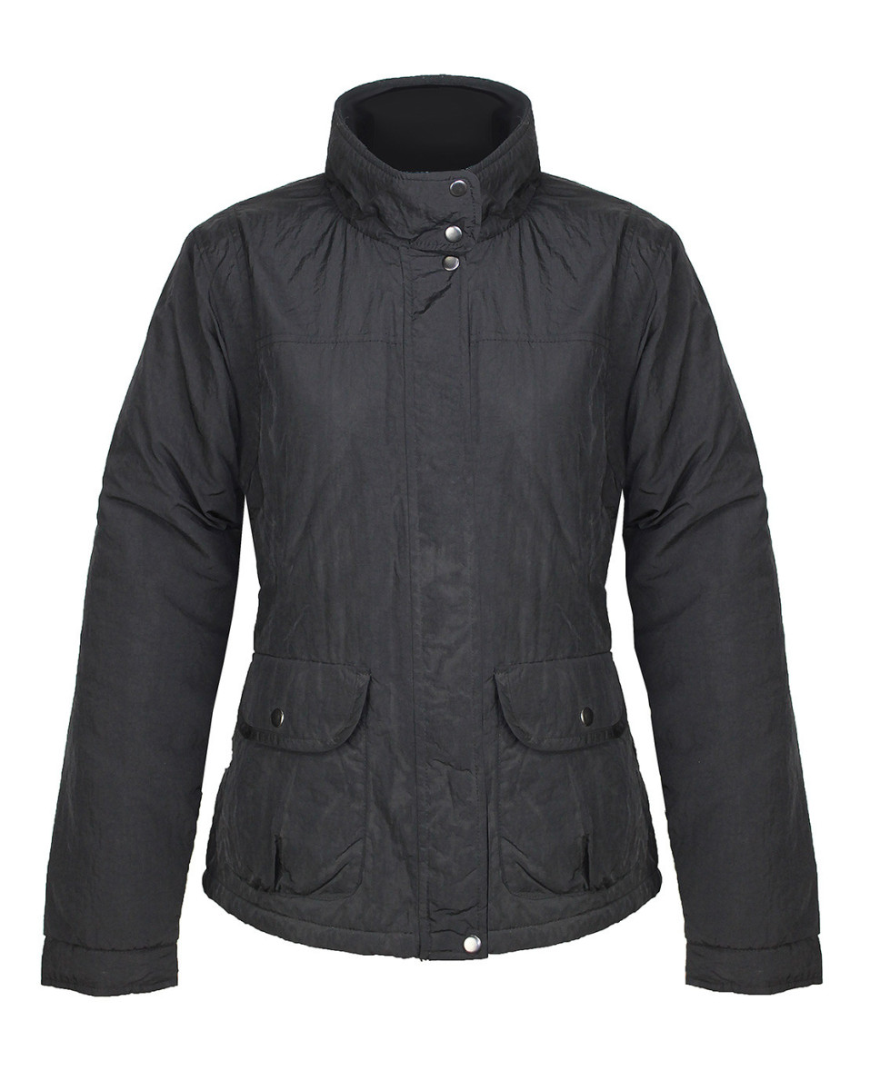 Veste matelassée noire femme – Nylon, poches à rabat, chic