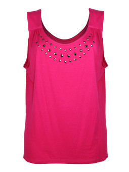 Débardeur rose stretch femme – Strass fantaisie et confort