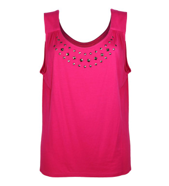 Débardeur rose stretch femme – Strass fantaisie et confort