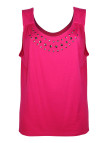 Débardeur rose stretch femme – Strass fantaisie et confort