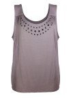Débardeur taupe stretch femme – Strass fantaisie chic