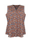 Chemisier sans manche orange fleuri – Viscose, col rond ouvert