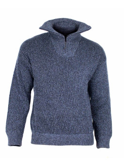 Pull col camionneur SEDETEX D143 – Bleu chiné chaud  (54 caractères)