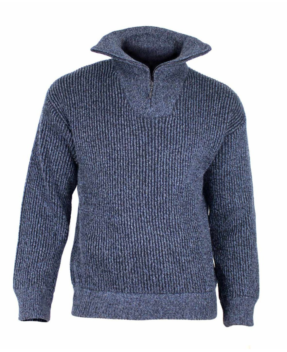 Pull col camionneur SEDETEX D143 – Bleu chiné chaud  (54 caractères)